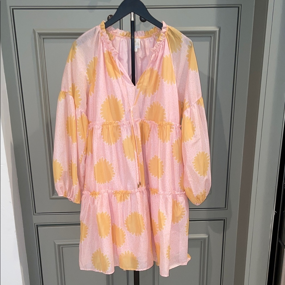 J.Marie Pink Orange Floral Mini Dress Girlhoodcore Cottagecore Resort Medium